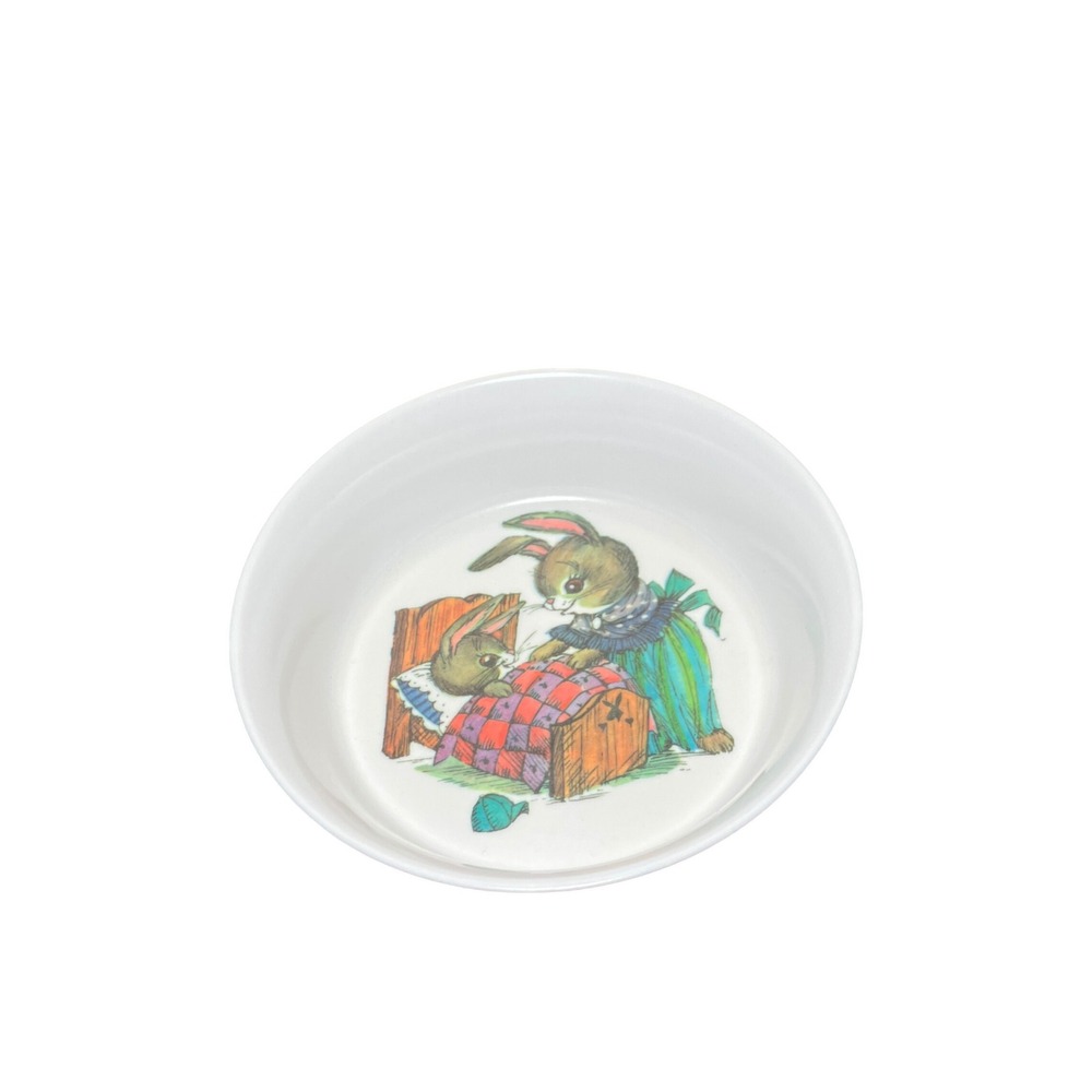 SiLite Melmac Peter Rabbit Bowl White  Vintage MCM Chicago 1960 mid century